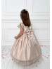 Feifei Sleeves Lace Pleated Satin New Flower Girl Dress